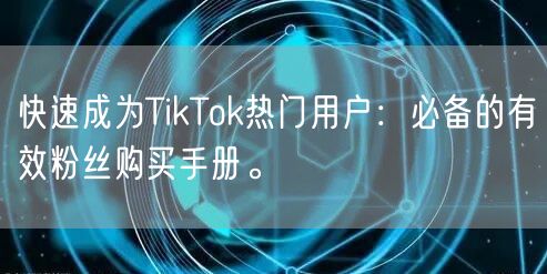 快速成为TikTok热门用户：必备的有效粉丝购买手册。