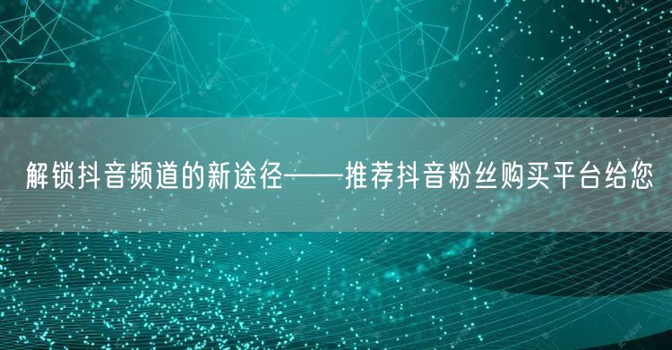解锁抖音频道的新途径——推荐抖音粉丝购买平台给您