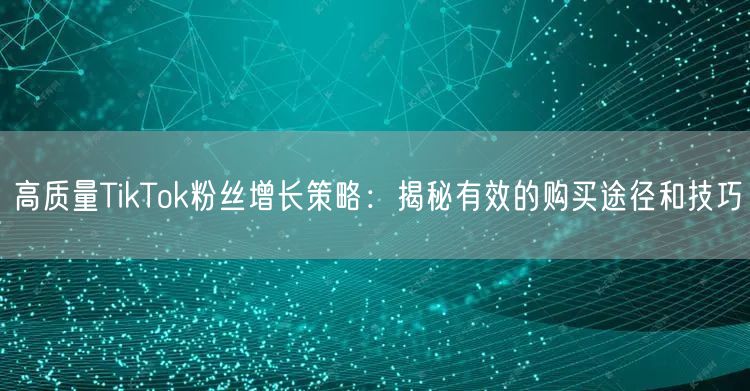 高质量TikTok粉丝增长策略：揭秘有效的购买途径和技巧