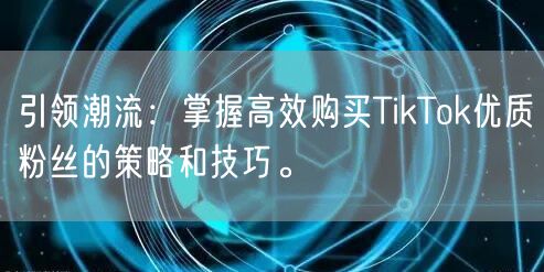 引领潮流：掌握高效购买TikTok优质粉丝的策略和技巧。