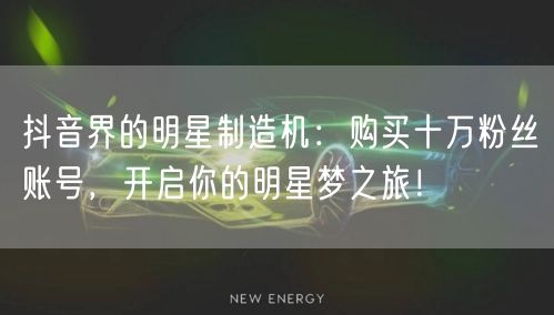抖音界的明星制造机：购买十万粉丝账号，开启你的明星梦之旅！