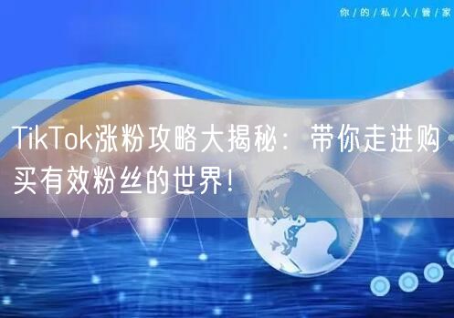 TikTok涨粉攻略大揭秘：带你走进购买有效粉丝的世界！