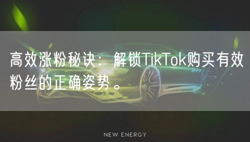 高效涨粉秘诀：解锁TikTok购买有效粉丝的正确姿势。