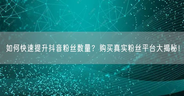 如何快速提升抖音粉丝数量？购买真实粉丝平台大揭秘！