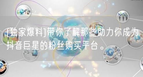 [独家爆料]带你了解那些助力你成为抖音巨星的粉丝购买平台。