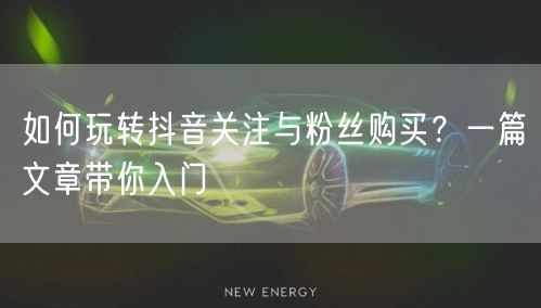 如何玩转抖音关注与粉丝购买？一篇文章带你入门