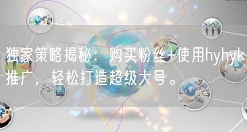独家策略揭秘：购买粉丝+使用hyhyk推广，轻松打造超级大号。