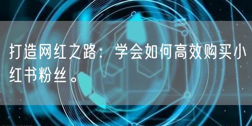 打造网红之路：学会如何高效购买小红书粉丝。