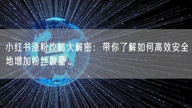 小红书涨粉攻略大解密：带你了解如何高效安全地增加粉丝数量。