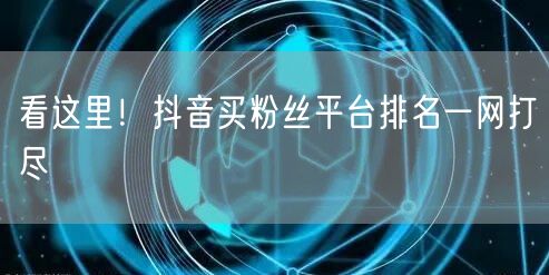 看这里！抖音买粉丝平台排名一网打尽